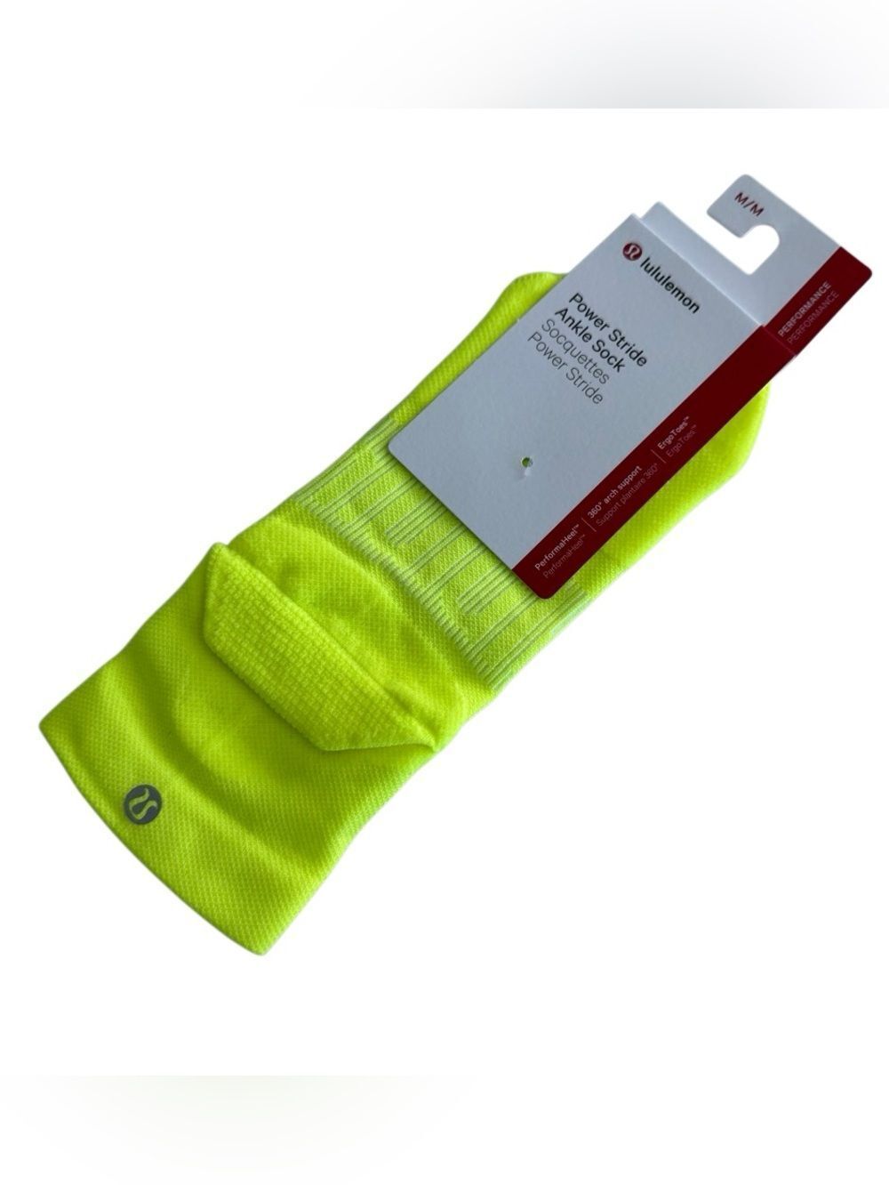 Lululemon Power Stride Ankle Sock Highlight Yellow Medium